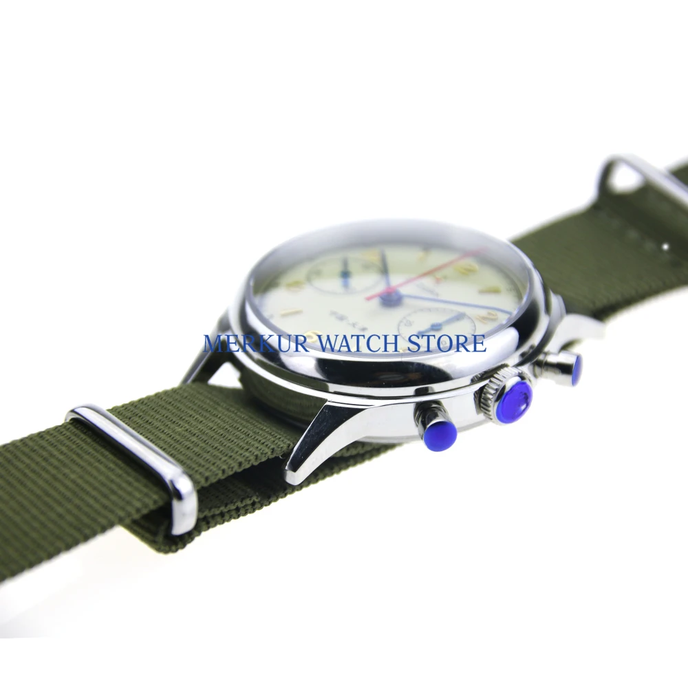 

Solid back Sapphire Red Star Mechanical Chronograph For Sea-gull 1963 ST1901 Movement Mens Pilot Watch Flieger B-UHR Military