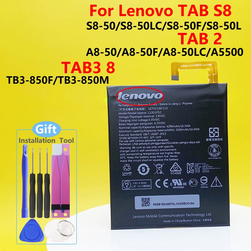 100% NEW 4290mAh L13D1P32 Battery For Lenovo IdeaPad A8-50 A5500 Tab 2 S8-50 +Tracking Number | Мобильные телефоны и