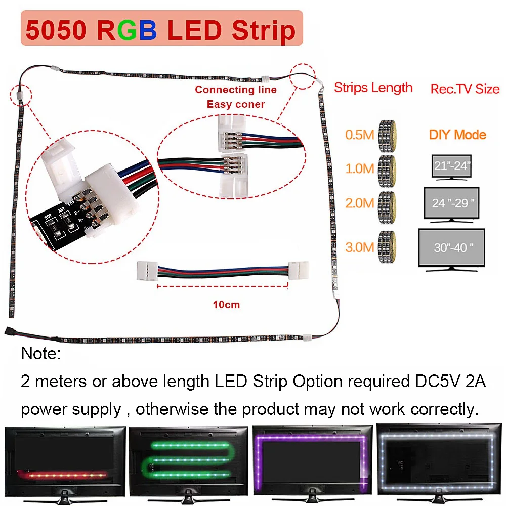USB Светодиодная лента 5050 RGB 50 см 1 м 2 3 5 в Bluetooth/музыкальный контроллер гибкие