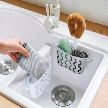 

Storage Hanging Basket With Suction Cup Faucet Dish Washing Sponge Drain Basket Holder For Bathroom Kitchen Storage Shelf Rack