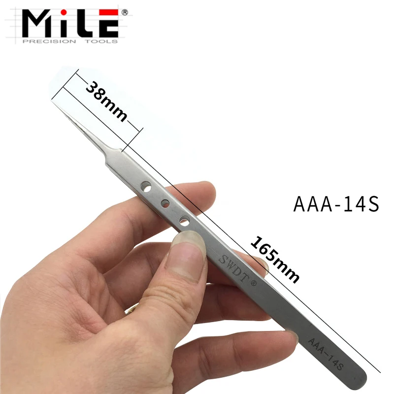 

MILE Ultra Precision Tweezers Anti-static Stainless Steel Pointed Tip Picking Forceps Pliers Mobile Phone Repair Hand Tool