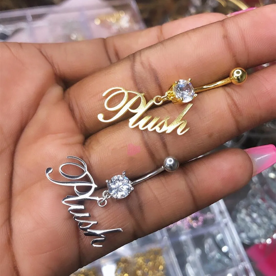 2021 Lateefah Custom Name Trendy Full Diamond  Belly Button Nails For Mother Or Sisters As a gift