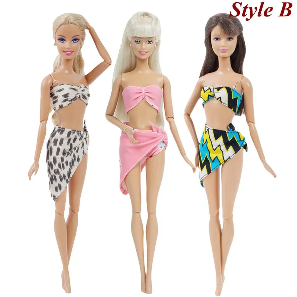 3 шт./партия купальный костюм ручной работы, смешанный стиль, Пляжное бикини, купальный костюм, Одежда для куклы Барби, аксессуары, кукольный домик, игрушка для детей - Цвет: NO.B
