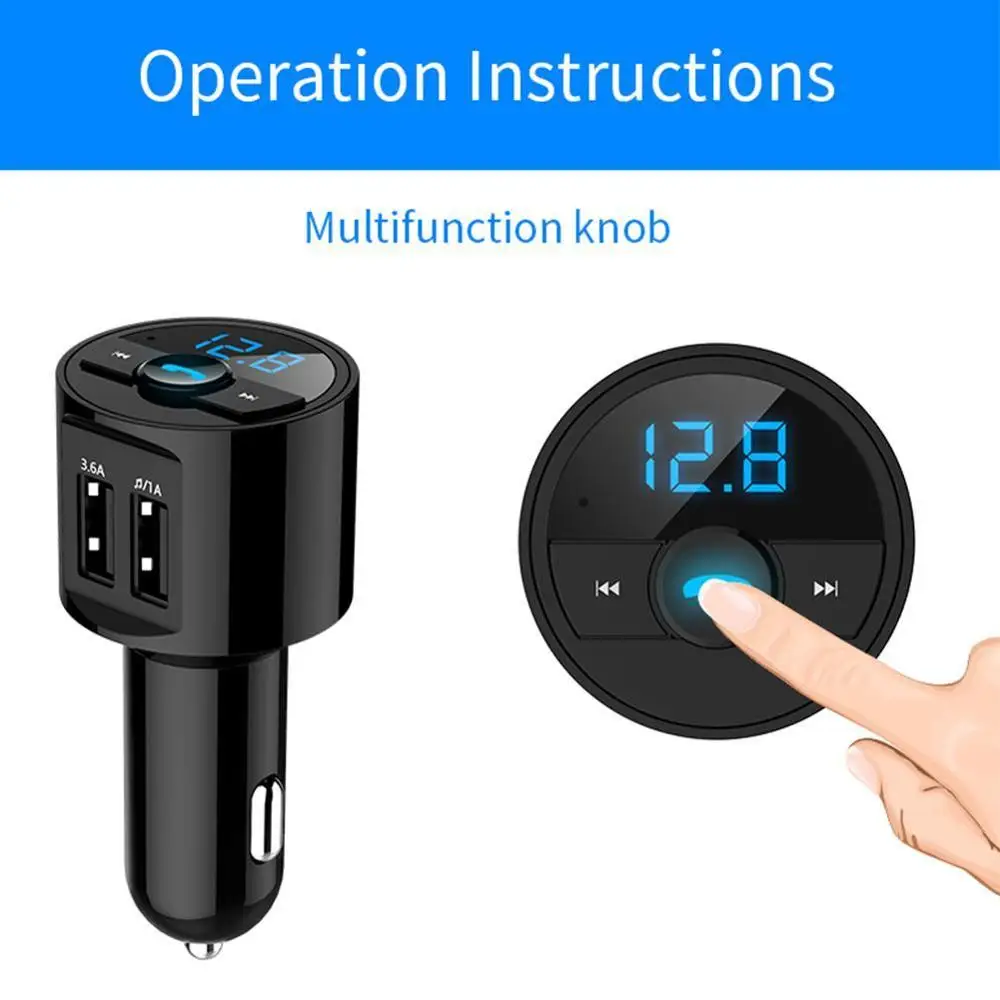 Transmisor FM, cargador USB Bluetooth para coche, modulador FM, Audio, música, reproductor Mp3, teléfono, inalámbrico, manos libres