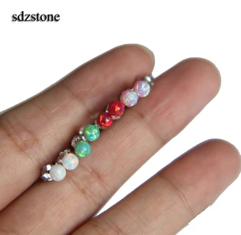 

2017 Brand Fire Opal Earrings 4mm Natural Opal Stone ball Stud Earring Anti allergic Ear Piercing 925 sterling silver Jewelry