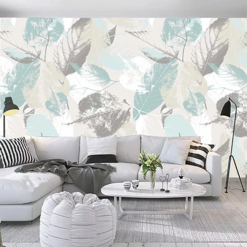 

Nordic Wallpaper Creative Leaf Non-woven Wallpaper Simple Art Wallpaper TV Backdrop Customize the Murals