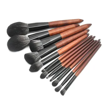 

OutTop Makeup Brushes 12 Pcs Sandalwood With Wooden Handle Set With Black And White Fiber Wool Multicolor Professional Aug12