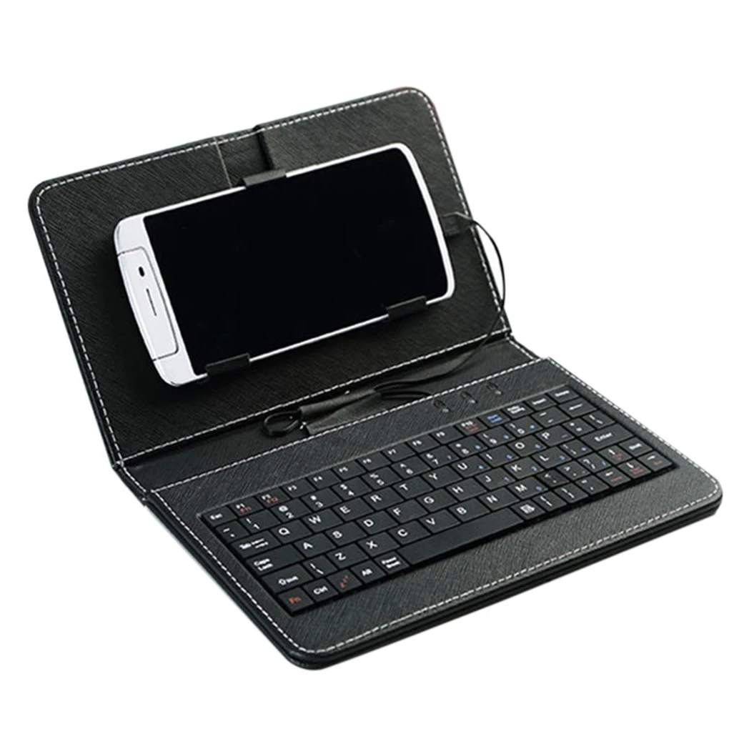 

Bluetooth Keyboard PU Leather Phone Case Wired Keyboard Holster Universal Protector Replacement for Andriod