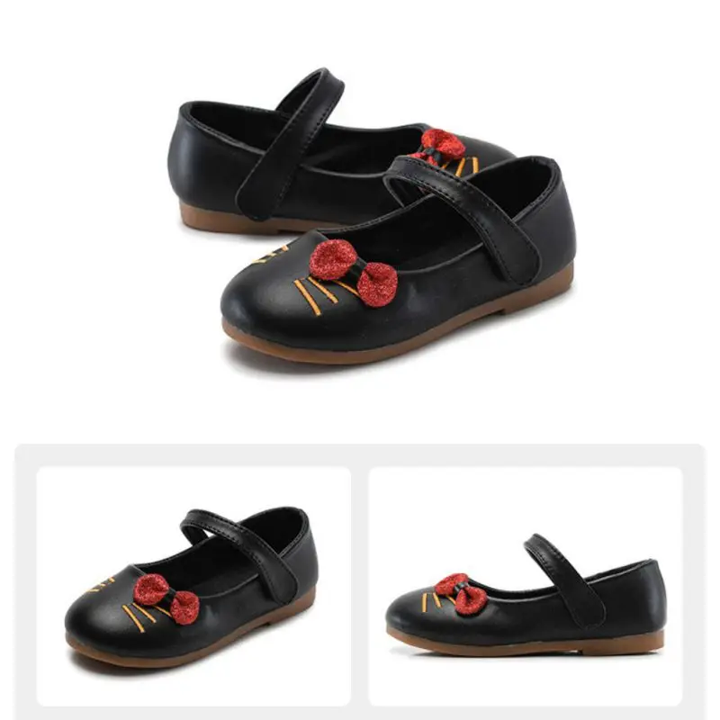 New Newborn Baby Girl Bow Princess Shoes Soft Sole Crib Leather Solid Buckle Strap Flat With Heel Baby Shoes 2 Colors