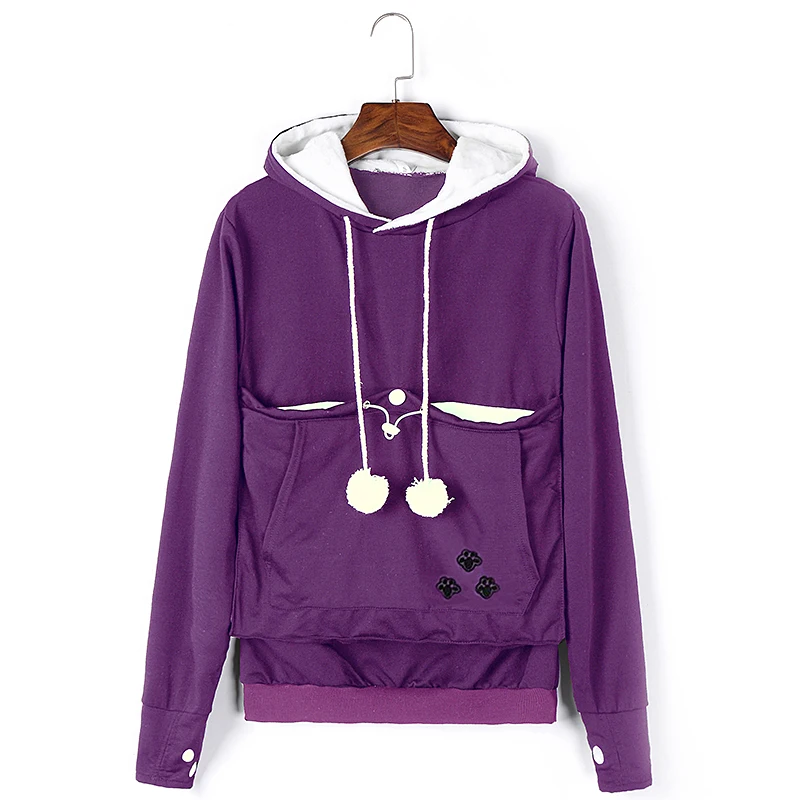 Women Hoodies Casual Unisex Kangaroo Coat Hoodies Shirts Kangaroo Grey Cat Casual Hoodie Top shirts