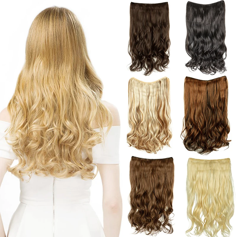 

Womens V Shape Clip In Hair Extensions 4 Clips One Piece Full Head U Part Synthetic Straight Curly Wavy Clip In Hairpiece
