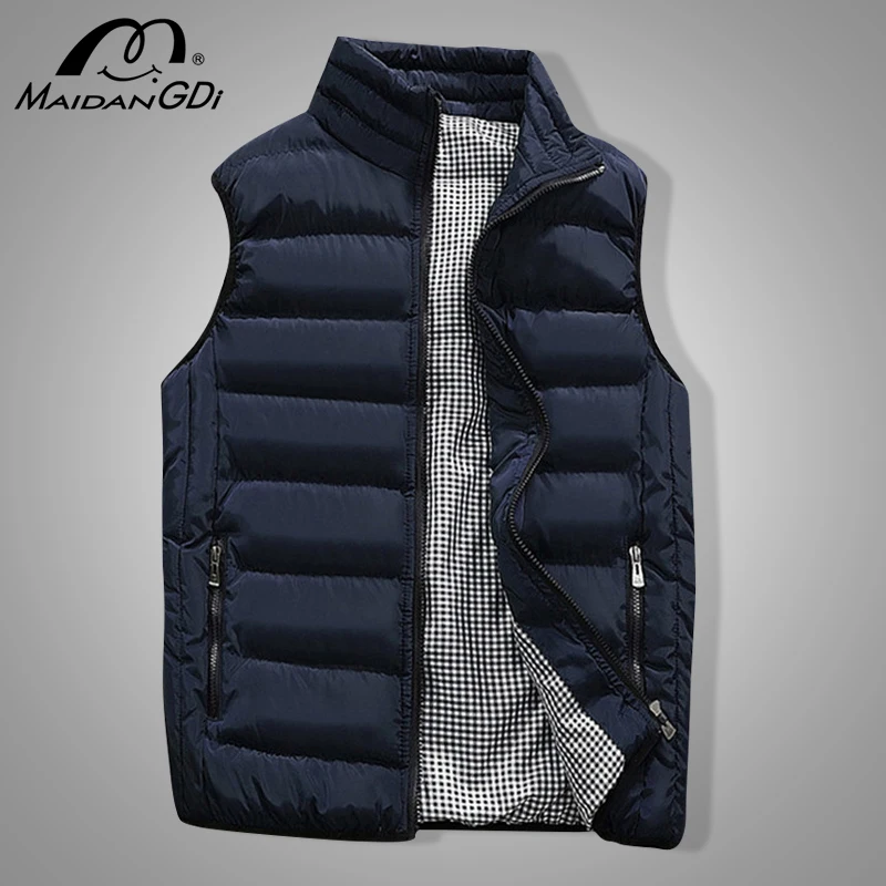 

MAIDANGDI 2020 Winter New Vests For Men Teenager Solid Color Casual Sleeveless Jackets Male's Windproof Warm Sportswear Hot Sale