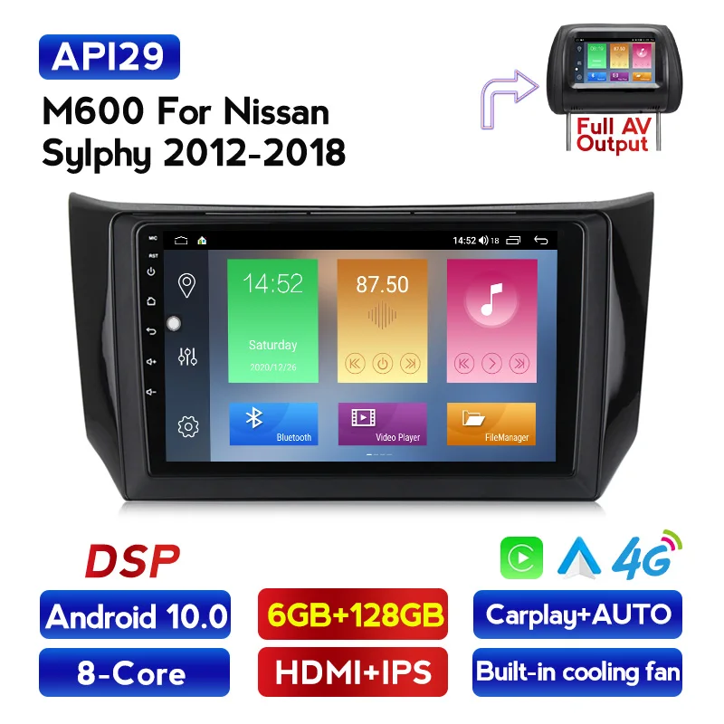 Автомобильный аудиоплеер для Nissan Sylphy B17 Sentra 12 128 2013 2015 2014 2016 2017 GPS-навигация Android 10 6