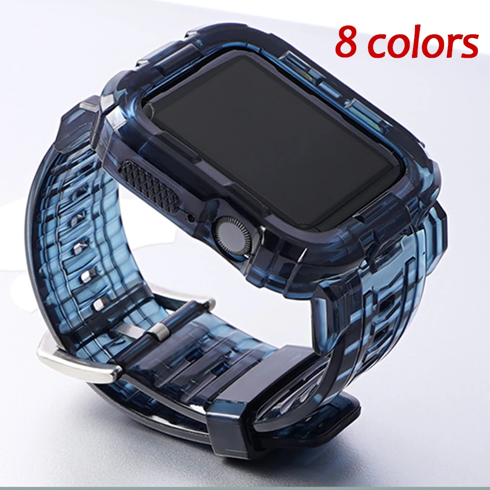 Мягкий прозрачный силиконовый ремешок для часов apple watch 5 4 3 2 1 чехол + iwatch 40 мм 42 38