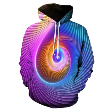 

Black white abstract spiral vortex 3D digital printing hoodie men long-sleeved spring autumn hoodie fashion men women sweatshirt