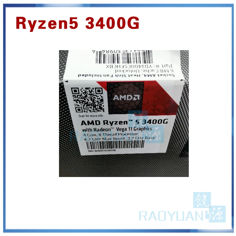 Новый AMD Ryzen 5 3400G R5 3 7 ГГц четырехъядерный восьмипоточный процессор 65 Вт YD3400C5M4MFH