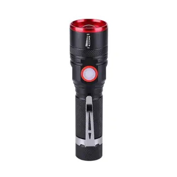 

Zoomable Portable USB Rechargeable T6 LED Flashlights 3 Modes Camping Flashlight Middle Push Switch Telescopic Zoom