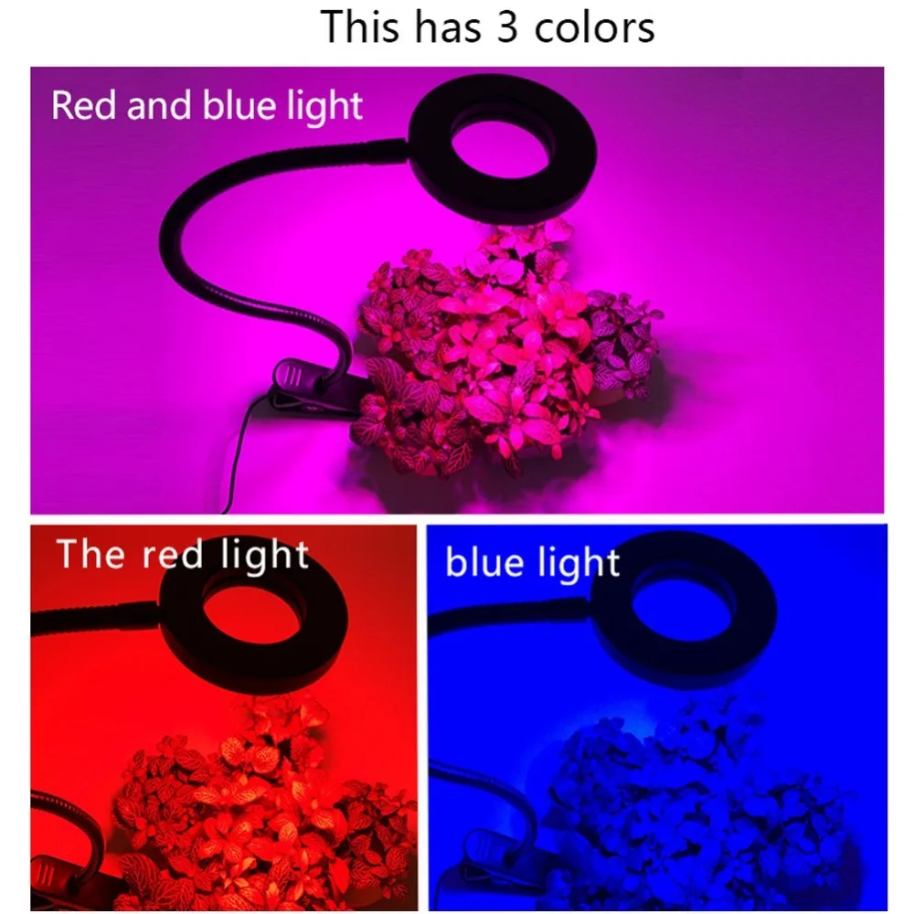 20W Dual Head LED Grow Light with 3/9/12H Timer Spectrum 360 Degree Flexible Gooseneck 3 Switch Modes for Indoor Herb Garden