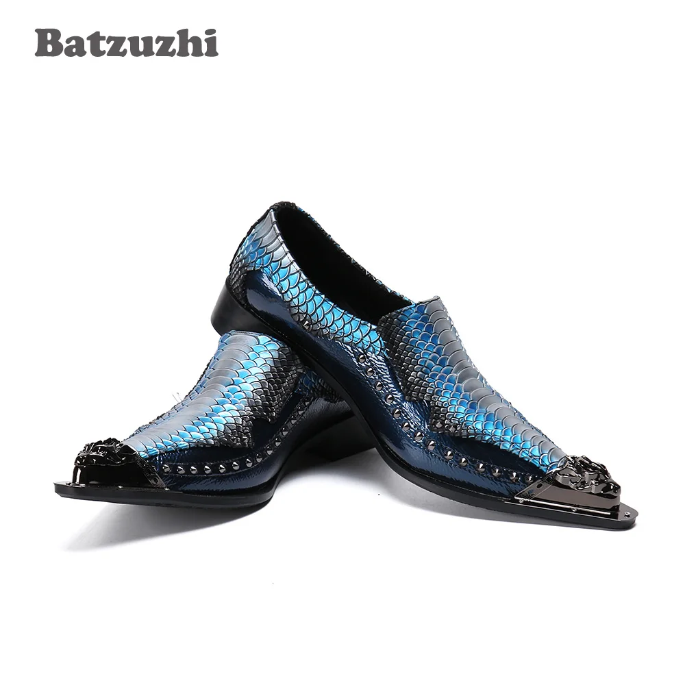 

Batzuzhi Formal Dress Shoes Men Leather Italian Leather Mens Dress Shoes Vintage Rock Punk Party Shoes Men, Big Sizes EU38-46