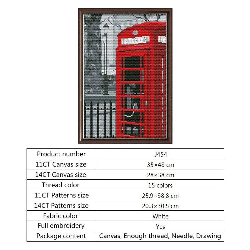 Cross stitch J454 Автобус почтовый ящик телефонная будка узоры Счетный крест ткань 14ct 11ct Печатный холст DMC DIY для рукоделия вышивка комплект - Цвет: Cross stitch J454