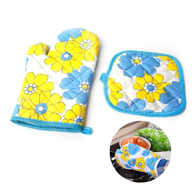 

FEBWIND Cotton Oven Gloves for Kitchen Oven Mitts Set Heat Resistant Oven Gloves Slip-resistant Printed Baking Mitts/Gloves 210