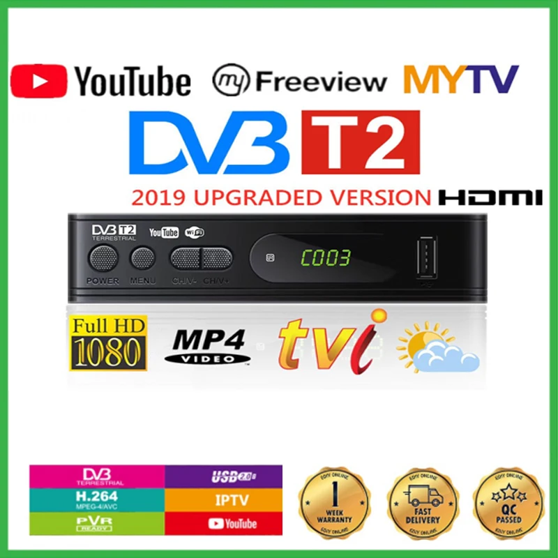 Dvb T2 Wifi Usb2.0Full-HD 1080P Dvb-t2 тюнер ТВ коробка HDMI спутниковый ТВ приемник тюнер Dvbt2 Встроенный Русский Руководство с антенной