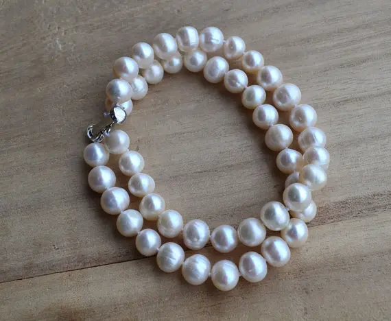 

New Arrival Favorite Real Pearl Bracelet White 2Rows 8-9mm Genuine Freshwater Pearls Fine Jewelry Charming Lady Gift