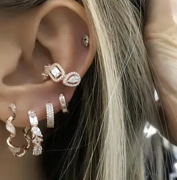 

Micro Pave Clear Cubic Zirconia CZ Twisted Band Circle Hoop Earring For Women