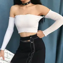 ^^Best Offers Fashion Women Off-Shoulder One Word Collar Crop Top Knitted Slim Casual Blouse Long Sleeve Ladies Female Summer Sexy Tops Size S ^^Best Offers Fashion Women Off-Shoulder One Word Collar Crop Top Knitted Slim Casual Blouse Long Sleeve Ladies Female Summer Sexy Tops Size S