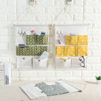 

Storage Bag 7 Pockets Hanging Closet Storage Bag Cotton and Linen Home Creative Wall Mounted Organizer Clothing
