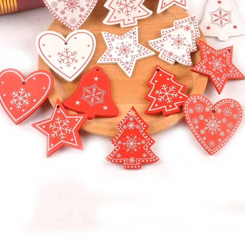 10Pcs 4-5cm Mixed Wood Slices For Christmas Home Decoration Accessories Wooden DIY Charms Drop Pendant Craft Scrapbooking M2507