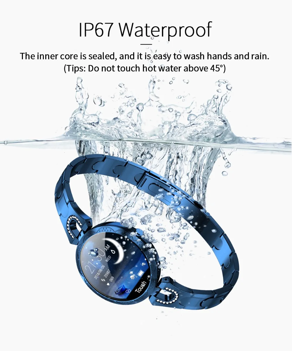Новейший AK15 Смарт-часы женские роскошные IP67 водонепроницаемый смарт-браслет кровяное давление фитнес-трекер для измерения сердечного ритма умный Браслет