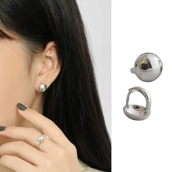 

Korean S925 Sterling Silver Earrings 2020 New Style Non-Mainstream Ultra-Simple Smooth Ball Ear Clip Female All-match Ear Stud
