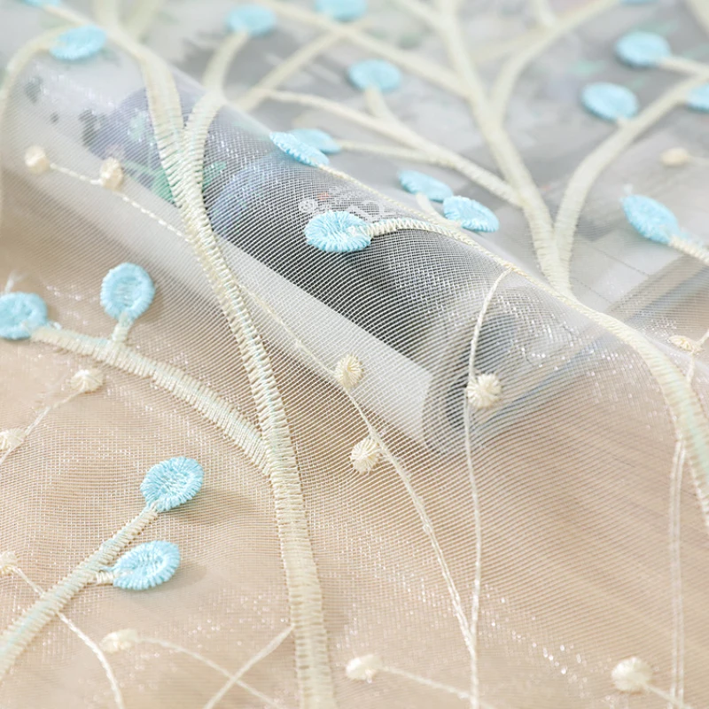 Американский кантри романтический синий рельефный дерево шторы гостиная бежевый Шторы окно прозрачный тюль Rideaux тени X619#30