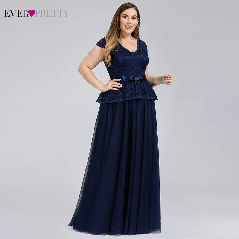 Платье Bleu размера плюс темно-синие вечерние платья Ever Pretty A-Line с v-образным вырезом и поясом элегантные вечерние платья Vestidos Compridos