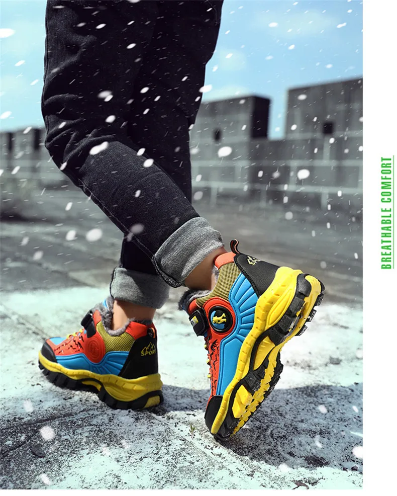 PINSEN 2019 Winter Kids Sneakers boys Outdoor Shoes Hiking Shoes children Shoes Boy Rubber Sole Non-slip Warm Sports Shoes (15)