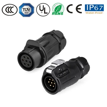 

waterproof connector IP67 M20 7pin led lamp electronics monitor TV power cable/wiring connector round pastic plug socket