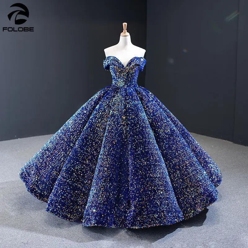 Sequin Quinceanera Dress for 15-Year-Olds, Off Shoulder V-Neck Ball Gown, Floor-Length Sweet 16 Prom Party Dress image 5
