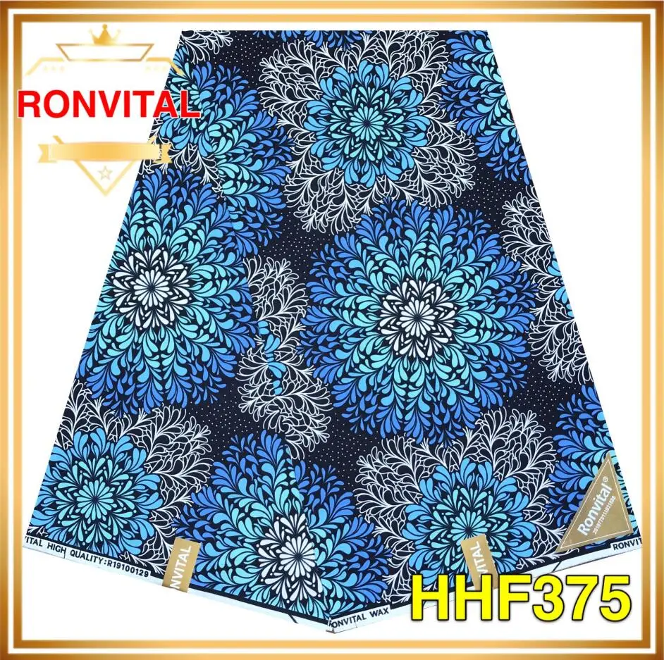 HHF375 Ткань RONVITAL, восковая Ткань, хлопок, сделай сам, материал Анкара, Ткань 6 ярдов/шт,, Женская ткань - Цвет: HHF375