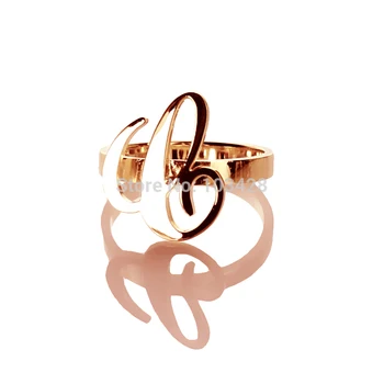 

AILIN Personal Carrie Style Unique Rings Custom 1 Initials Name Ring Rose Gold Color Handmade Nameplate Rings For Women