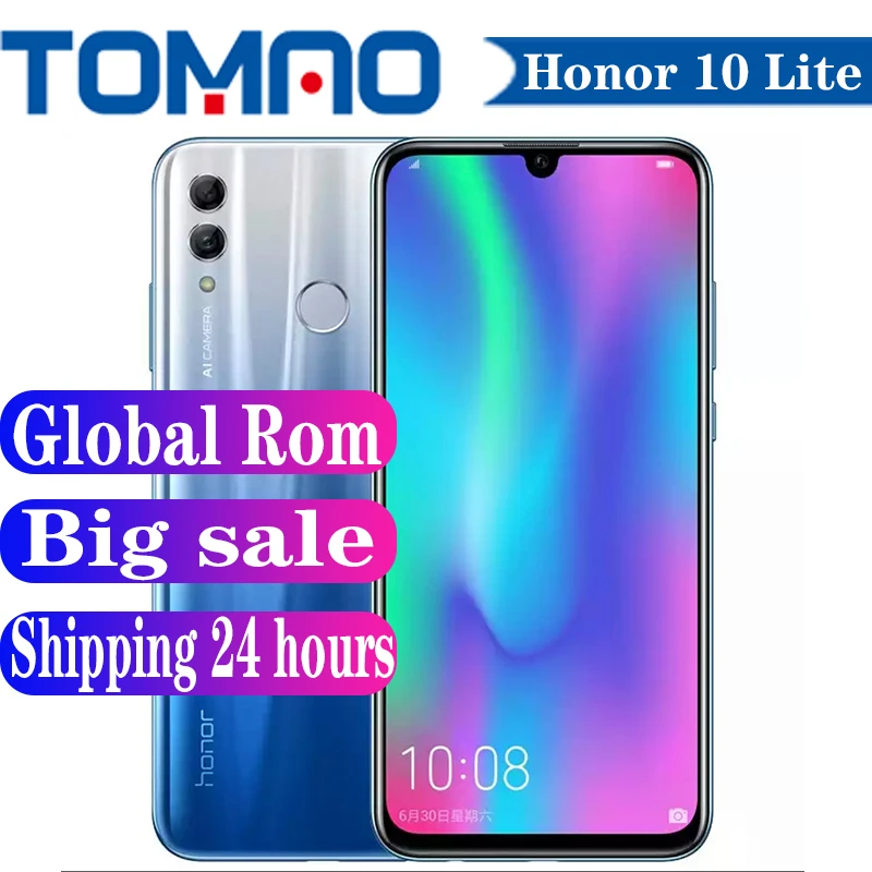 cheap android cell phones Official Global ROM Honor 10 Lite Smartphone Android 9 HiSilicon Kirin 710 4GB 6GB RAM 64GB 128GB ROM 13MP Camera Google Play best android cellphone