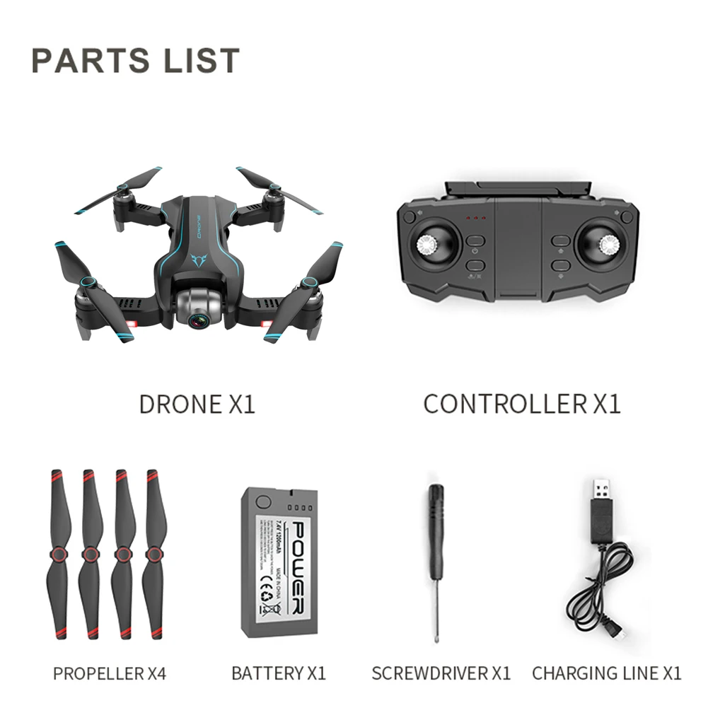 Wi-Fi FPV с широкоугольным HD камерой 1080P режим удержания высоты складной рычаг RC Квадрокоптер Дрон X Pro RTF Дрон в подарок - Цвет: Синий