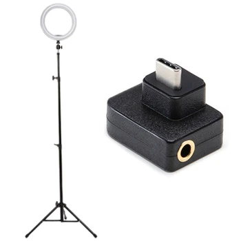 

1pcs for Osmo Action Microphone 3.5mm/USB-C Adapter & 1pcs Tripod Ring Light LED 16CM Dimmable Ring Lamp Photographic
