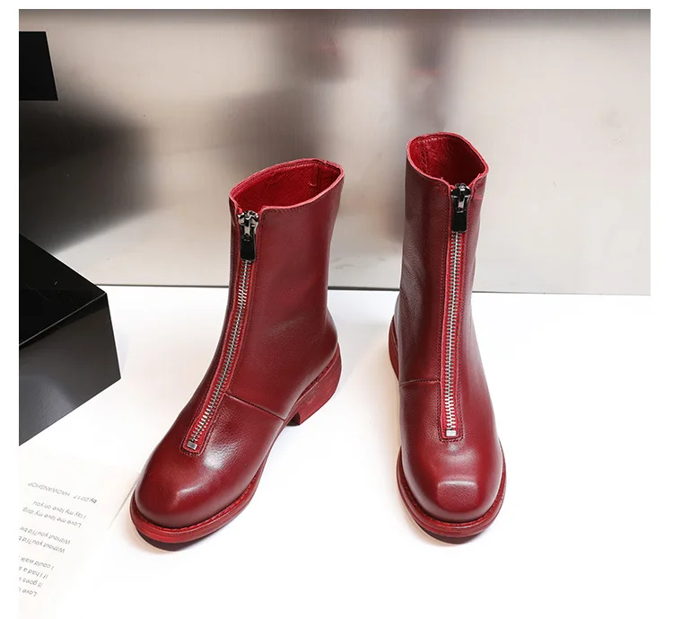 Autumn Winter Women Martin Boots Suede Leather Short Boots Thick Heel Casual Shoes Zip womens shoes Chelsea Boots