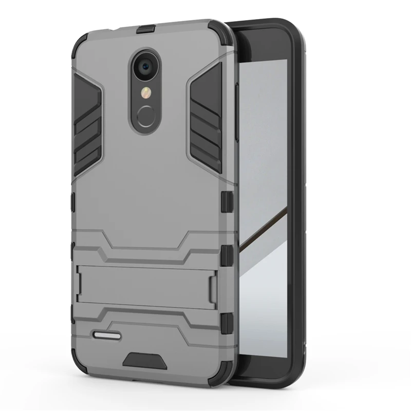 Gray Защитный противоударный жесткий чехол yuhashi с подставкой для LG K8, защитный чехол с держателем для телефона, чехол для LG K8, чехол-бампер - Цвет: Gray