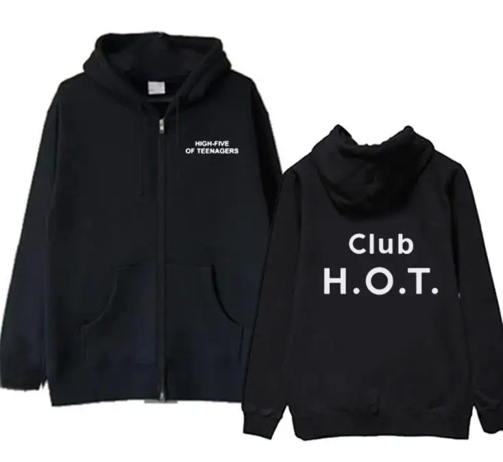 Новое поступление kpop Горячая h. o. t high five подростков концерт такой же печати толстовка на молнии флисовая толстовка на молнии