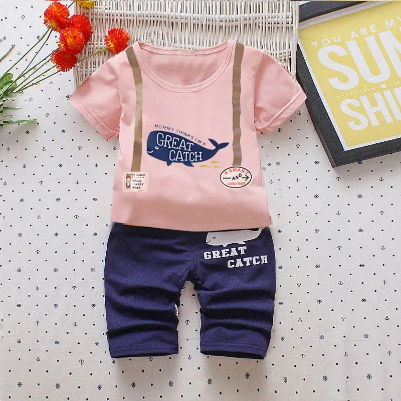 

Children Baby Boys Cartoon Fish Summer Clothing Set Cotton Baby Boys Clothes Set T shirt +Shorts 2PCS Baby suits 1-5Y