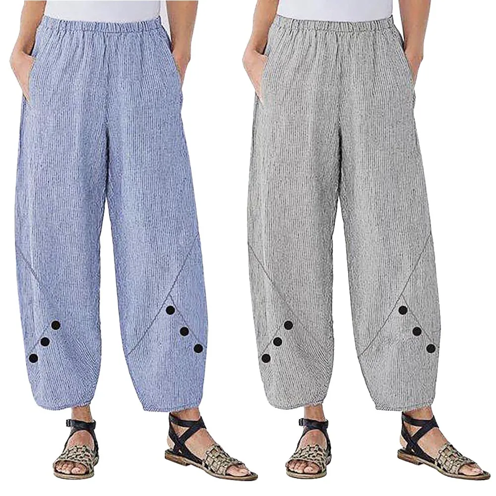 Женские Мешковатые шаровары Boho Широкие свободные Палаццо повседневные длинные брюки в стиле ретро хип хоп elastissche Taille Broek