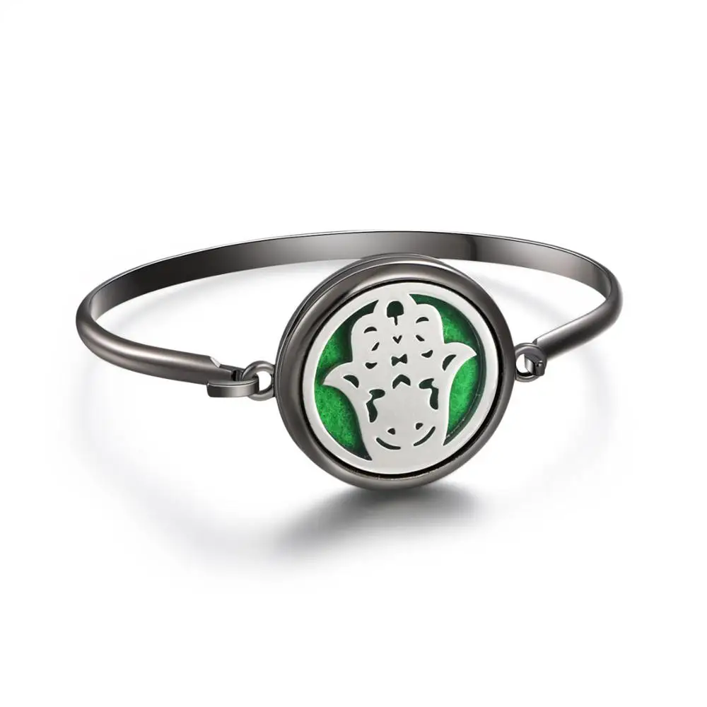 Black Aromatherapy Bracelet Essential Oil Diffuser Locket Perfume Bracelet Tree of Life 316L Stainless Steel Diffuser Bracelet - Metal Color: B223-4