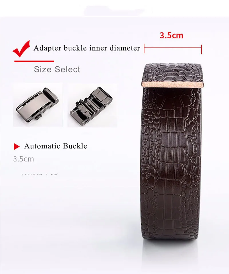Deepeel, 1 шт., 3,5 см* 105-125 см, тисненый крокодиловый узор, первый слой, Воловья кожа, ремень для мужчин, автоматическая пряжка, без пряжки, ремень на голову